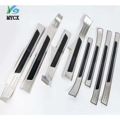 8PCS For Volkswagen Tiguan L 2018 2019 door car stickers door bright door sill car accessories Car welcome pedal stainless steel