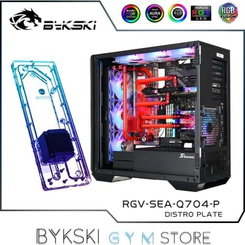 Bykski Acrylic Distro Plate For Seasonic SYNCRO Q704 Computer Case ,5V 3PIN ,12V 4PIN,Support Motherboard Control,RGV-SEA-Q704-P