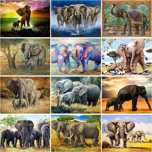 DIY Elephant 5D Diamond Painting Full Round/Square Rhinestone Mosaic Diamante Embroidery Cross Stitch Wall Art Home Best Gift