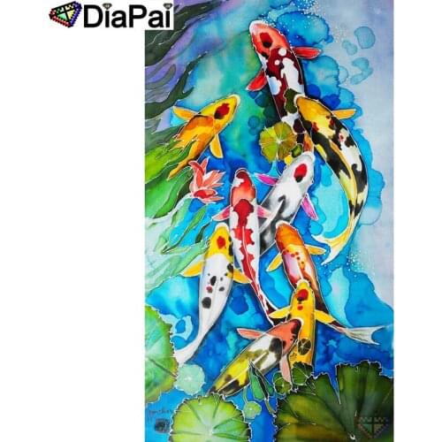 DIAPAI Diamond Painting 5D DIY 100% Full Square/Round Drill "Oil painting carp" Diamond Embroidery Cross Stitch 3D Decor A25803