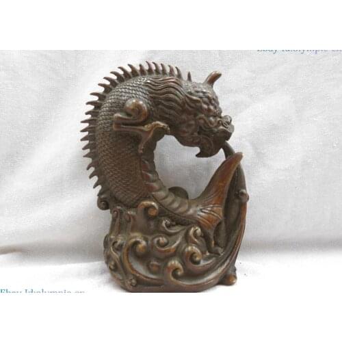 Bronze sculpture China beautiful Feng Shui lucky dragon fish copper Statue