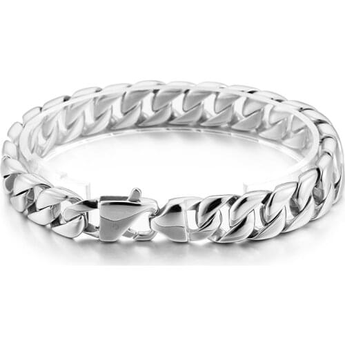 Fate Love High Quality 316L Stainless Steel 10mm Cuban Curb Chain Mens Fashion Mens Women Bracelet Bangle Safety clasp
