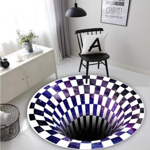 3D Illusion Black White Carpet Areas Rug Non-slip Floor Mat Rug Abstract Geometric Optical Living Room Bedroom vortex rug