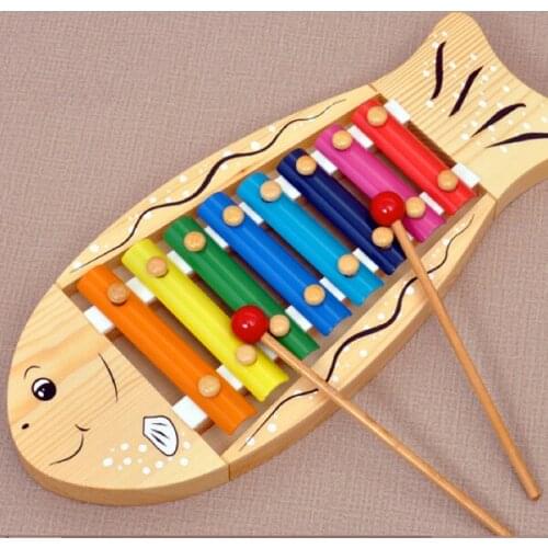D635 Free shipping and high quality Wooden fish on piano Eight Wooden percussion instruments toys for 1 to 3 years old baby