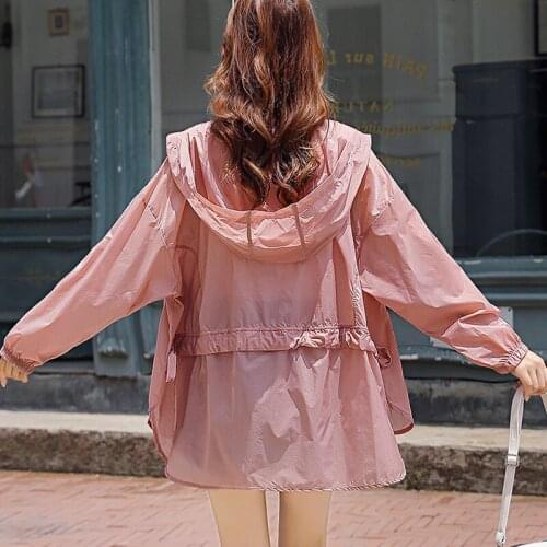 Fashion Womens Sun Protection Clothing Summer Thin Coat Sun Protection Breathable Casual Hooded Jacket Female Outerwear Tops
