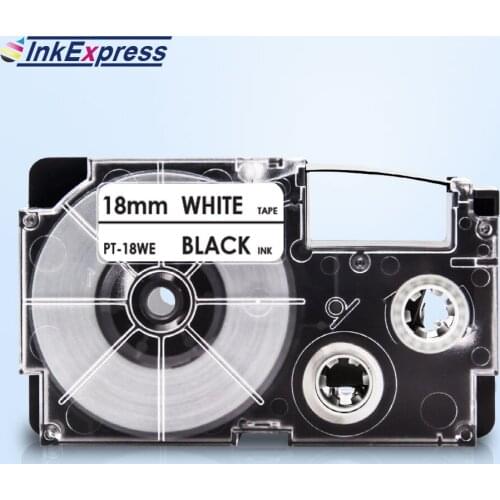 InkExpress 18mm XR-18WE Tape For CASIO XR-18WE Label Tape Black on White Printer Ribbon For CASIO Label Maker KL-120 KL-130