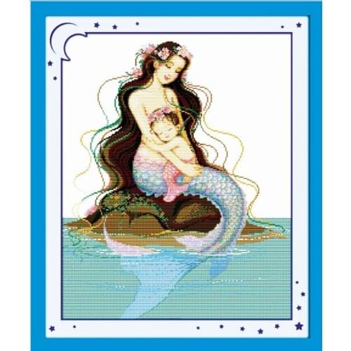 Mom & sons deep love(1) cross stitch kit people 18ct 14ct 11ct count print canvas stitches embroidery DIY handmade needlework