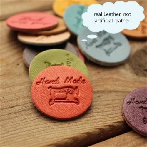 Real leather not PU/artificial handmade leather Disc /Hand sewn Decoration diy hand Accessories/Stitching leather card labels