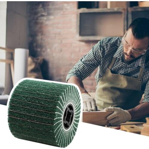 Non-woven Wire Drawing Polishing Burnishing Wheel Stainless Steel Core Wire Polishing Wheel Flap Brush for Metal/Aluminum/Copper