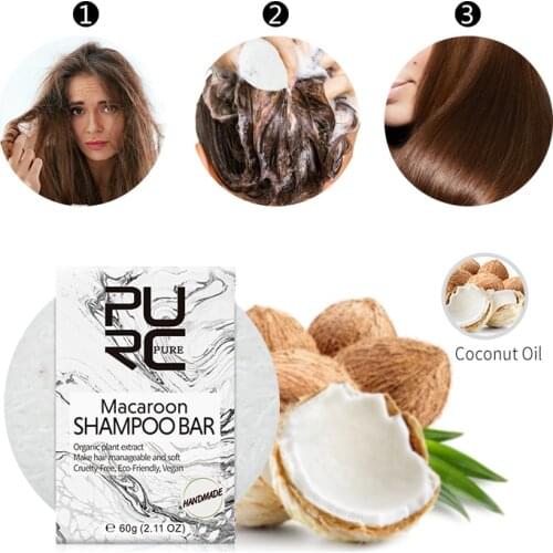 New PURC MACAROON Shampoo Soap manageable soft hair Organic plant extract hair shampoo 11.11