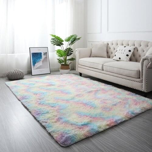 Colorful Rugs For Bedroom Floor Rainbow Fluffy Carpet Kids Girls Living Room Rug Cute Area Plush Shaggy Nordic Modern Home Decor