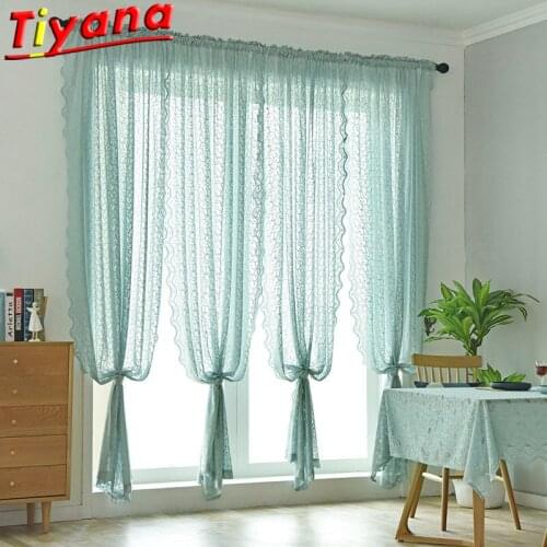Romantic Beautiful Blue / White Jacquard Tulle Curtains for Living Room Noble Eegant Lace Window Drapes Home Decor W-HM368#30