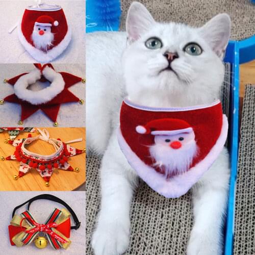 Christmas Dog Cat Plush Scarf Bib Decor Adjustable Collars Neckerchief Saliva Towel Necklace Grooming Accessories Pet Bibs Decor
