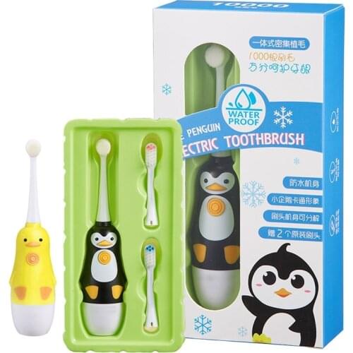 Children Sonic Electric Toothbrush Massage Vibration Cartoon Kids Baby Waterproof Teeth Brush+3 Replacement Head Battery Powered