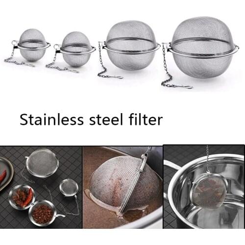 1psc 4.5-11cm Stainless Steel Tea Infuser Sphere Locking Spice Tea Ball Strainer Mesh Infuser Tea Filter Strainers Kitchen Tools