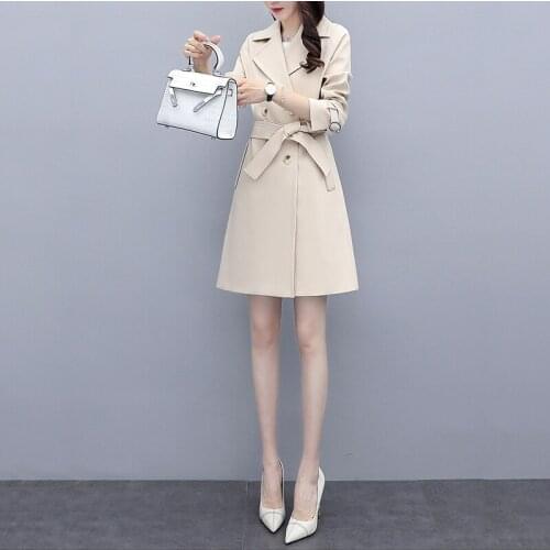 Trench Coats Mujer Mid-length Spring Double-Breasted Loose Temperament Popular Womens Overcoat Spring Autumn Windbreaker Z583
