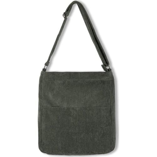 Women Stripes Corduroy Shoulder Bag Long Strap Vintage Canvas Messenger Bags Female Large Cross Body Bag Handbag Big Totes