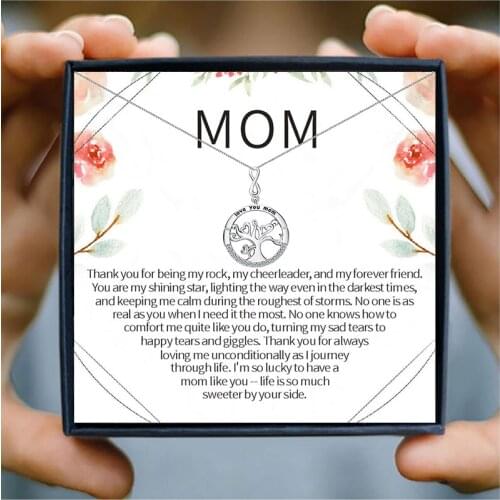 Tree of Life Women Necklace for Mom Love You Mom Tree Pendant Necklace Jewelry Gift Ideas for Mother Birthday