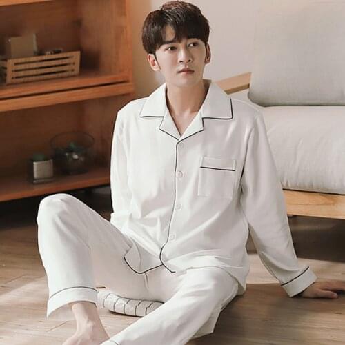 Winter 100% Cotton Pijama for Men Dormir Lounge Sleepwear Pyjamas Gray Bedgown Home Clothes Mans PJs Cotton Pajamas Bedroom Set
