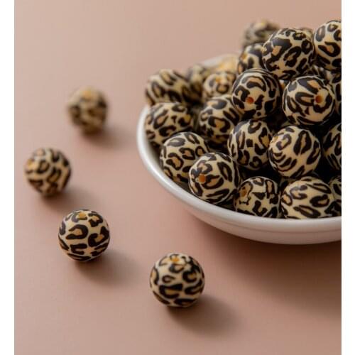 10PC Baby Teething 15mm Silicone Beads Round Printing Food Grade Teething Materials DIY Chewable Craft Baby Teether Safe Beads