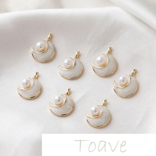 14K gold white moon sticky pearl pendant diy earrings hand-made necklace pendant material accessories