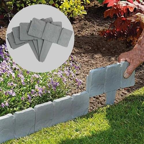 2/4pcs Garden Fence PP Imitation Stone Simulation Fence Foldable Splicing Picket Fences For Garden Courtyard Garden Decoration