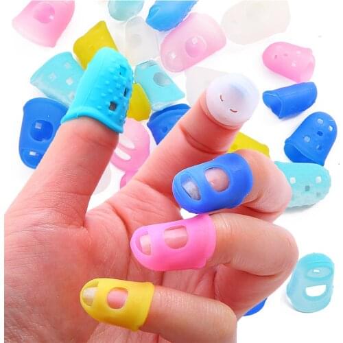 5Pcs Silicone Thimbles Hollowed Out Breathable Playing Guitar Protective Finger Sleeve DIY Crafts Colorful Sewing Tool Supplies