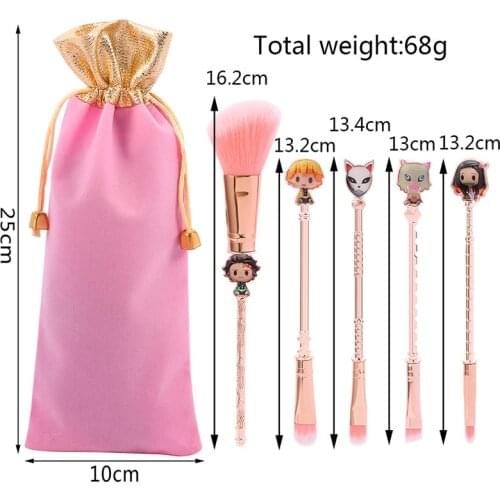 Anime Girls Make Up Accessories Demon Slayer Figure Makeup Brush for Face Eyes Eyebrow Nose Cheek Toys Kimetsu No Yaiba Kamado
