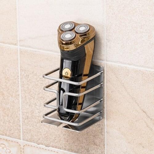 Free Punching Stainless Steel Shaver Basket Tray Holder Wall Mounted Metal Rack Electric Razor Shelf Mesh Bathroom Accessories