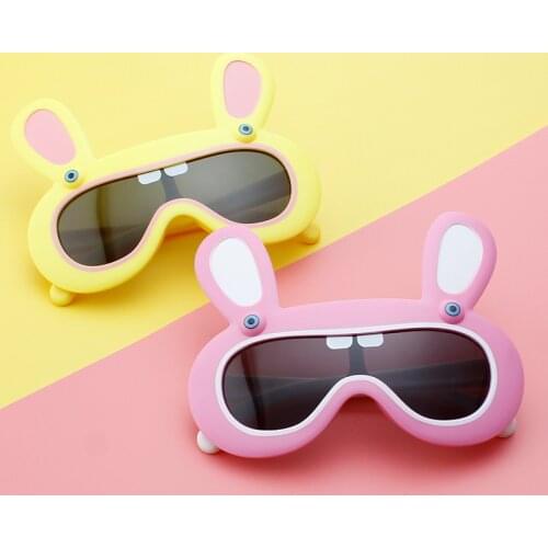 Elbru Cartoon Rabbit Childrens Glasses Silica gel Anti ultraviolet Polarizing Sunglasses Lovely childrens Toy Sunglasses