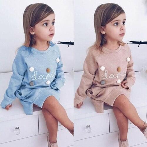 Toddler Children Dress Girl Baby Clothing Winter Cotton Warm Kids Loose Straight Hoodies Dresses For Girls Robe Fille