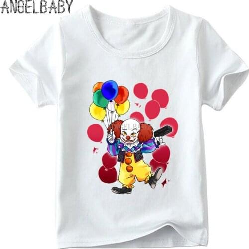 Boys/Girls Pennywise Movie It Losers Print T-shirt Children Cartoon Tops Baby Kids The Scary Creepy Clown Funny T shirt,ooo5171