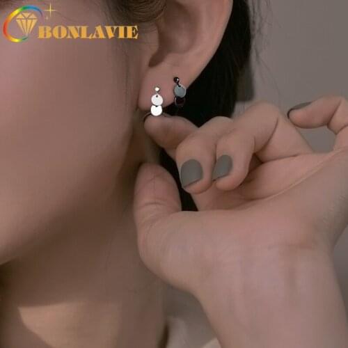 BONLAVIE Geometric Earrings Short Style Simple Small Disc Earrings Girl Jewelry Wholesale