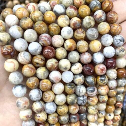 Natural Stone Crazy Agates Round Loose Spacer Beads For Jewelry Making DIY Bracelet Necklet Necklace Accessories 4 6 8 10mm