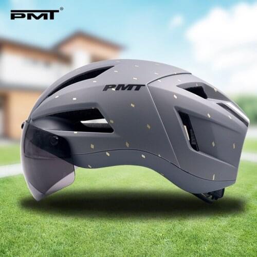 PMT Light Racing Road MTB Bike Hat With Cycling Glasses Intergrally-Molded Aerodynamics Wind Breathable Bicycle Helmet Men Women