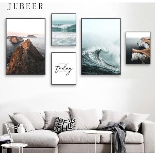 Sea Waves Landscape Canvas Poster Nordic Style Inspirational Wall Art Print Painting Decoration Picture Scandinavian Home Decor