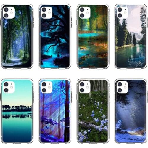 For Xiaomi mi Redmi Note 3 4 4X 5 6 7 8 8t 9 9s 9t 10 pro lite Beautiful-Blue-Nature-Forest Soft Case Cover