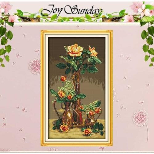 Gold Roses Patterns Counted Cross Stitch 11CT 14CT Cross Stitch Set Wholesale Flower Cross-stitch Kit Embroidery Needlework