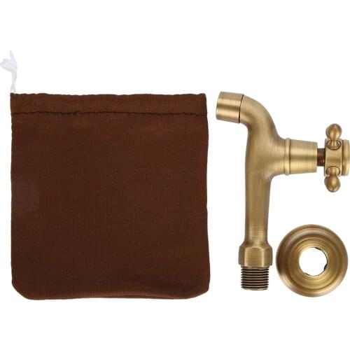 Wall Mounted Vintage Solid Brass Faucet Single Cold Water Tape Kitchen Sink Mop Pool Classic Hand-Brushed Copper Mop Pool Faucet