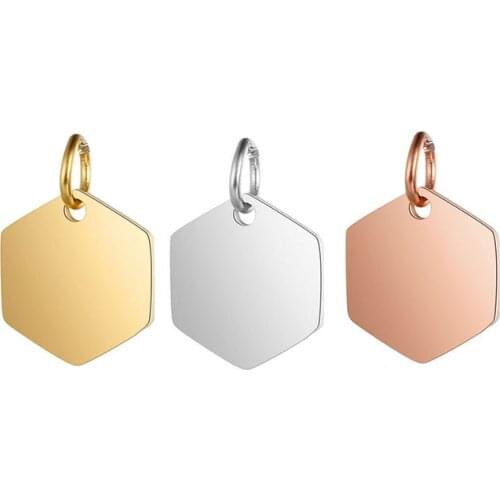 Wholesale 30pc/lot DIY Glossy Geometric Hexagon Stainless Steel Charms Pendants Jewelry Components Girls Women Making Jewelry