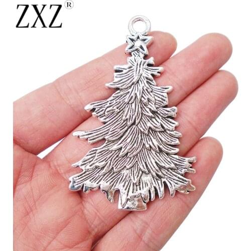 ZXZ 2pcs Large Christmas Tree Charms Pendants for Jewelry Making Findings 68x42mm