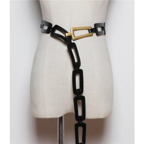 HOT Pu Leather Multicolor Black Split Joint Long Wide Belt Personality Women New Fashion Tide All-match Spring 2020