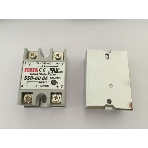 1PCS SSR60DA SSR-60DA Manufacturer 60A ssr relay,input 3-32VDC output 24-380VAC