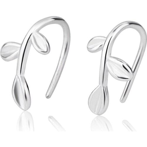925 Sterling Silver Leaf Stud Earrings For Women Grils Engagement Wedding Birthday Gift Jewelry Brincos A146