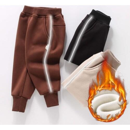 Autumn and Winter Childrens Thick Pants Boys Sports Pants Korean Girls Casual Pants Winter Pants for Kids