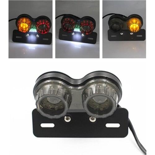 Motorcycle LED Twin Dual Tail Turn Signal Brake License Plate Integrated Stop Light For Harley Honda Yamaha Kawasaki Suzuki BMW