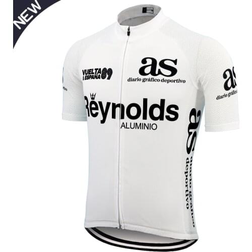 Retro Reynolds Cycling Jersey Maillot Ciclismo Hombre Short-Sleeved White Bicycle Wear Summer Sweat-Proof Mountain Bike Clothing