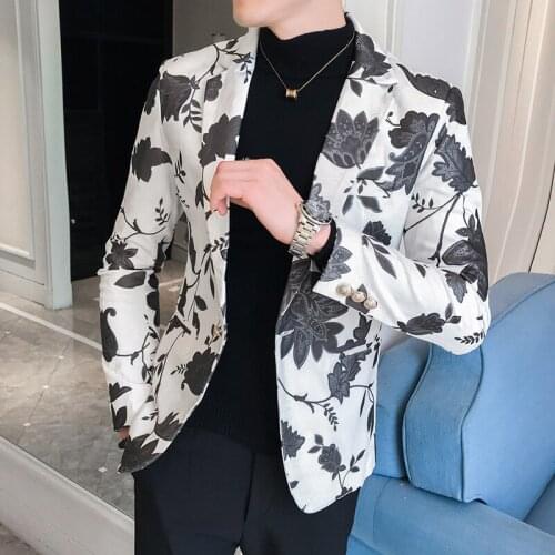 2021 High quality Male Blazer Male New Mens Slim Fit Printing Suit Jacket Fashion Business Large Size Suit Mens leisure Coat