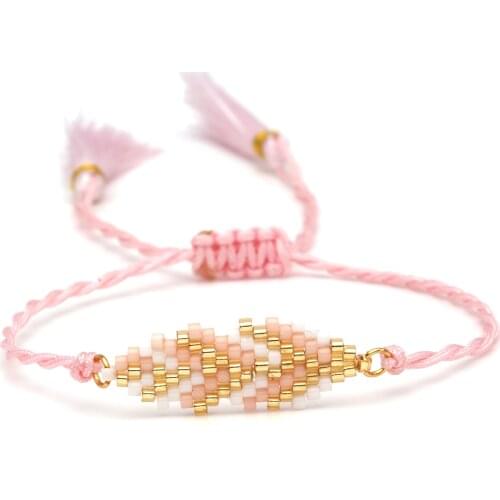 Boho Japanese MIYUKI Glass Seed Beads Leaves Lucky Charm Cotton Tassels Handmade Bracelet Women Men Fashion Bohemian Jewelry Her