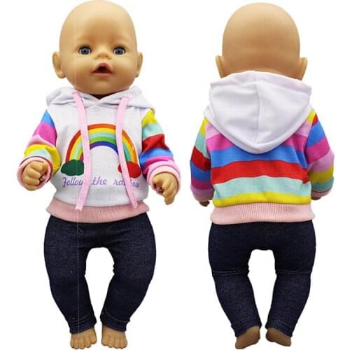 New Rainbow Suit Doll Clothes Fit 17 inch 43cm Doll Clothes Born Baby Suit For Baby Birthday Festival Gift
